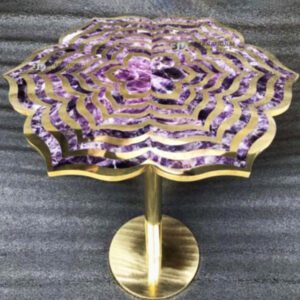 Amethyst & Brass Lotus Petal Drink Table