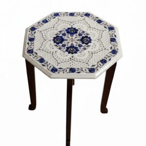 Octagonal Lapis Lazuli & Marble "Pietra Dura" Side Table
